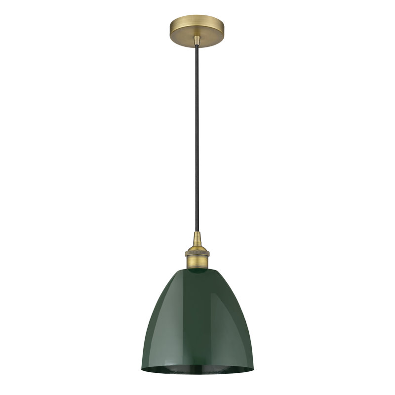 Edison - Schiavone Dome - Cord Hung Mini Pendant, Green, Brushed Brass