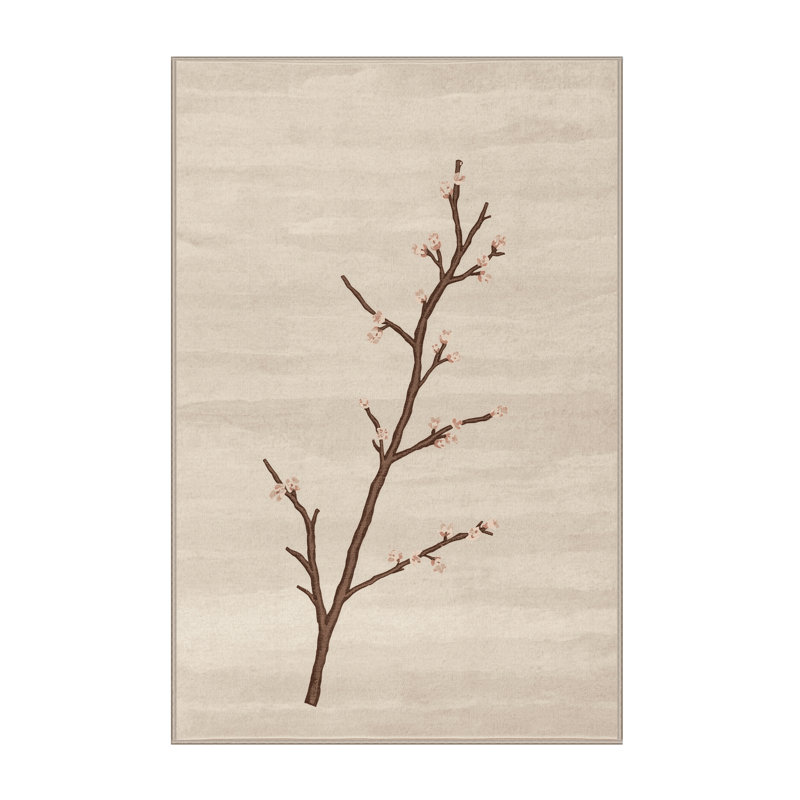 Tapis beige moelleux moelleux et moelleux à motif abstrait moderne et contemporain Eurydamas, 5x7