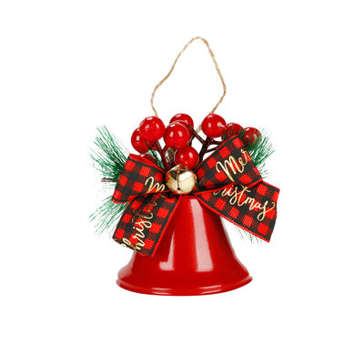 Christmas Holiday Decorations Bow Bells Window Christmas Tree Accessories Metal Pendants