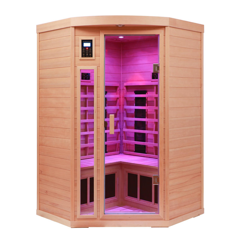 Belfry Bathroom Haddington 2 - Person Bluetooth Compatible FAR Infrared Sauna with Remote Control in Hemlock