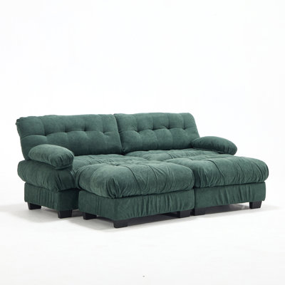 U Shaped Sectional Couches For Living Room,Modular Sectional Sofa Cloud Couch With Ottoman, Deep Seat Loveseat Comfy Advanced Flannelette Oversized Sofa, Modern Couch With Round Armrests 4 Pillows