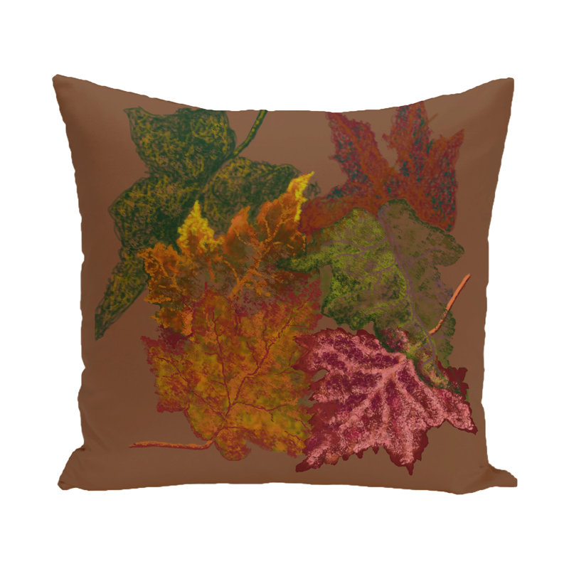 Floral Reversible Throw Pillow, Brown, 16" H x 16" W