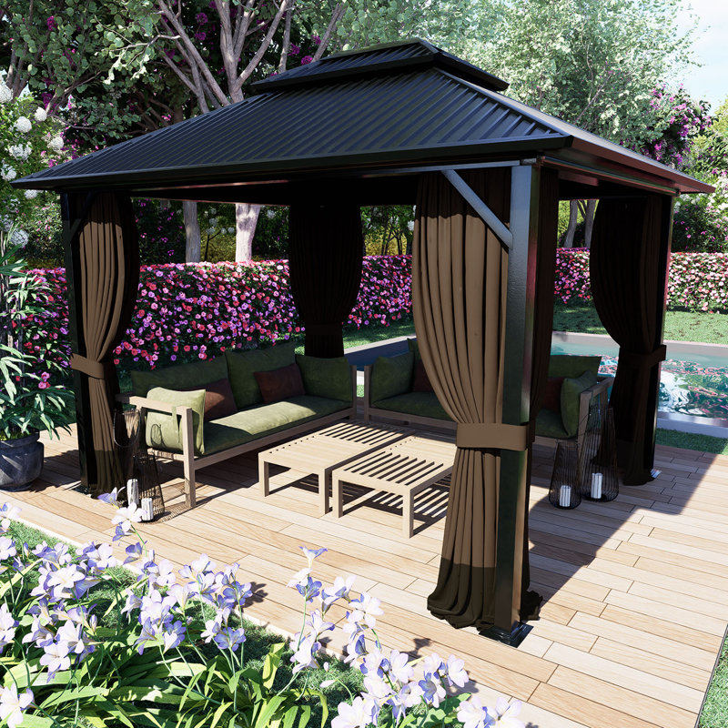 Aoodor Polyester Side Wall for Gazebo, 82.7" H x 120" W x 120" D, Brown/Coffee