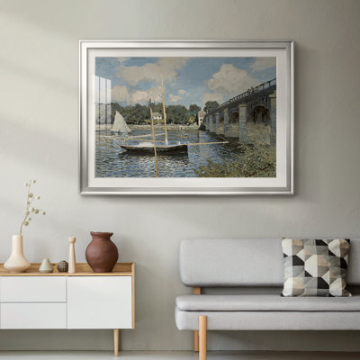 Le pont de la route à Argenteuil-Claude Monet - reproduction encadrée avec passe-partout et verre - 1874