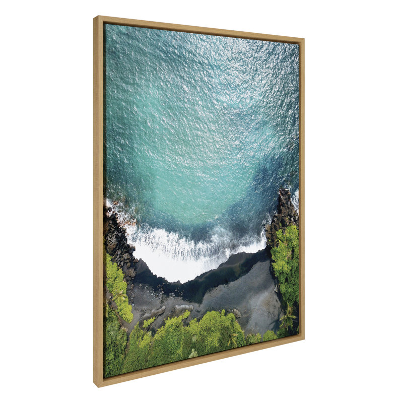 «Maui Black Sand Beach 1» par Rachel Bolgov, reproduction d'art sur toile encadrée, H 38 po x l 28 po, Naturel