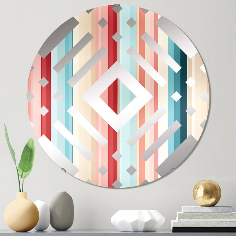 Vibrant rayé motif d'harmonie - miroir décoratif diamant, 31,4 po x 31,4 po