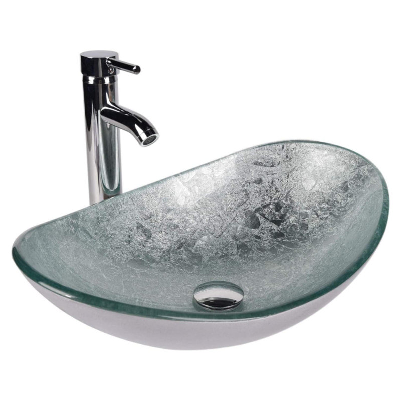 30" Free Standing Single Bathroom Vanity With Manufactured Wood Top With Sink And Faucet, Silver, Silver