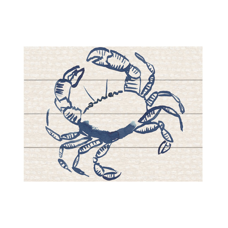 Mercedes Lopez Charro Coastal Crabs II Wood Slat Art, 12" H x 16" W