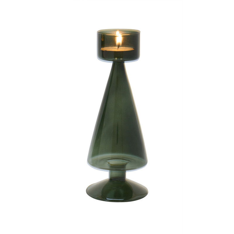 Glass Tabletop Tealight Holder, 7.28 H x 2.76 W x 2.76 D cm