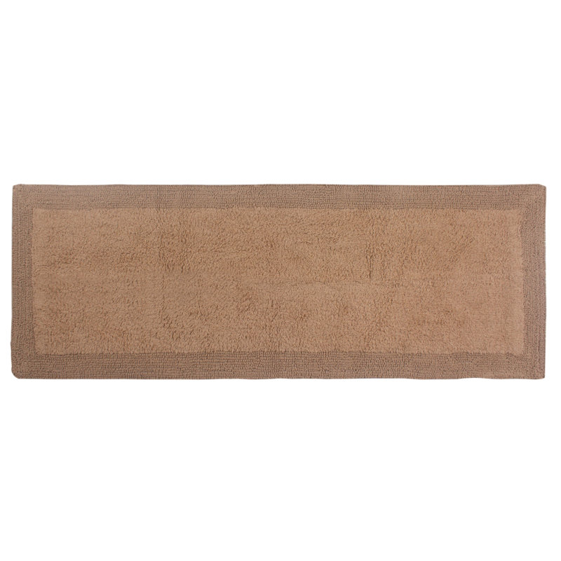 Bruss Luxury Solid Color Bath Rug Reversible, Linen, 21" W x 54" L