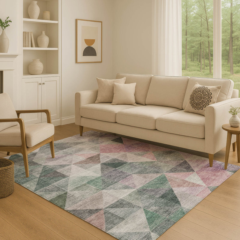 Tapis géométrique de qualité supérieure lavable à la machine Ariel, Rectangle 10 pi x 14 pi