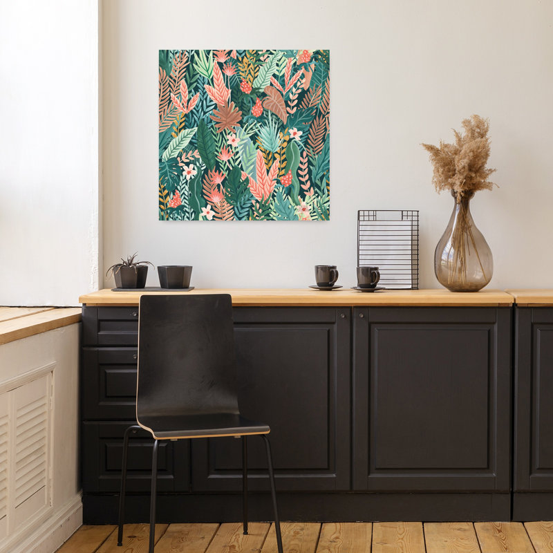 «Jungle Hangout», art abstrait Palm Summer, H 18 po x l 18 po