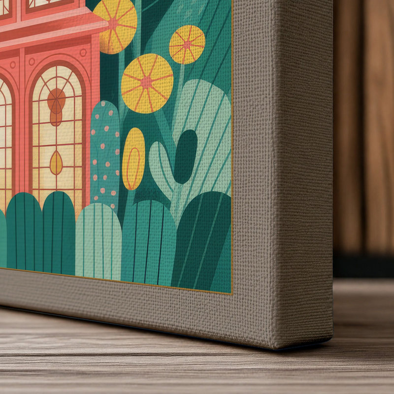 Townhouse Botanical - Wrapped Canvas, 24x16 - 61.0 x 40.6 cm, Taupe Border