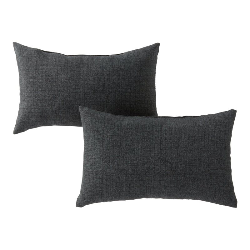 Coussin lombaire à rayures intérieur/extérieur Henrich, Carbone, Ensemble de 2