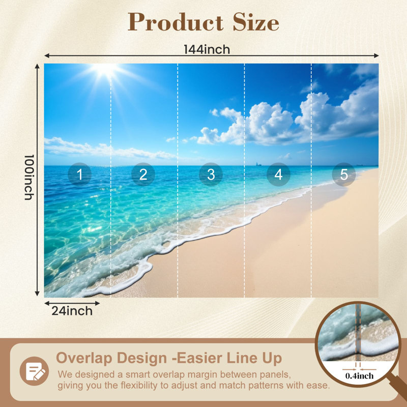 Papier peint adhésif Coastal Tropical Beach Turquoise Ocean Water White Sand Shoreline Bright Blue Wall Wallals