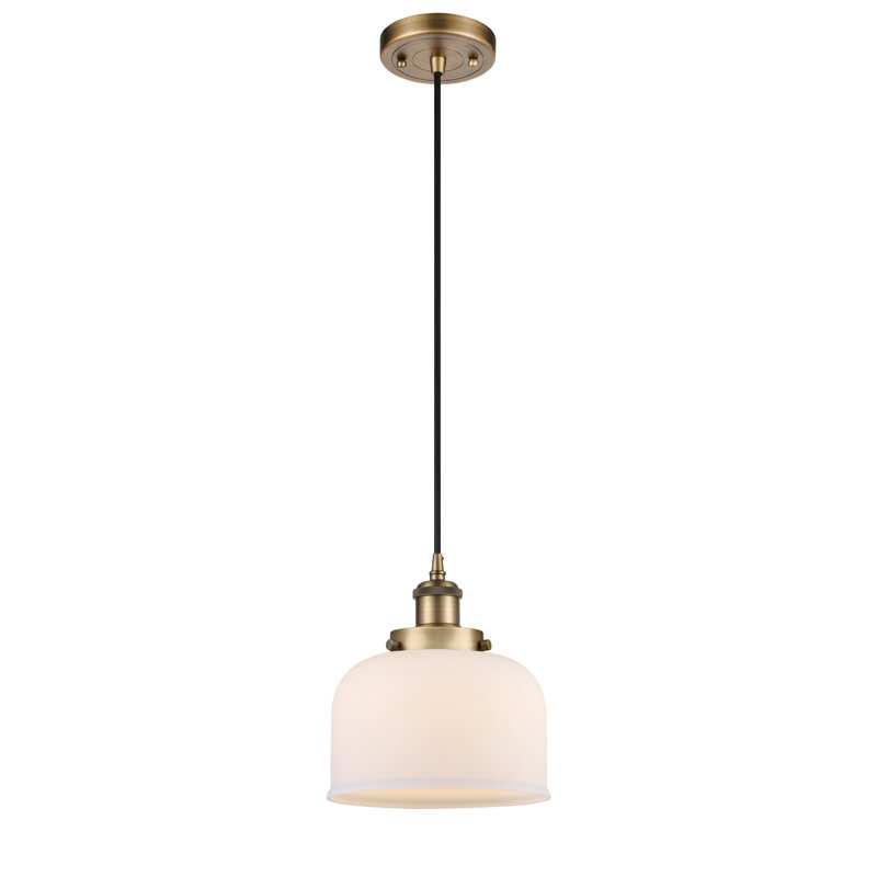 Mini luminaire suspendu à cordon 8 lumières Ballston Urban Bell, Blanc mat, Laiton brossé, Ampoule non incluse