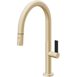 Pull-Down Kitchen Faucet With Button Sprayer - Low Arc Spout