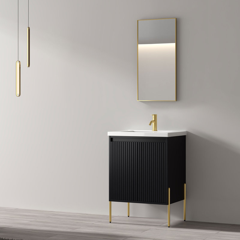 Ensemble de meuble-lavabo simple 24 po Lajerrica, Gris anthracite