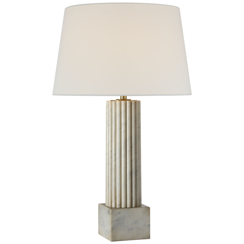 Chapman & Myers Reeve 29" Table Lamp in Vintage Carrara with Linen Shade, Marble, Natural