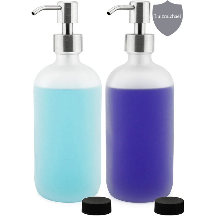 Clear Glass 16oz Liquid Soap Dispenser With Bottle Tray Dish Brush Kitchen  Bathroom Soap Dispenser Hand Soap Dispenser Dish Soap Pump 