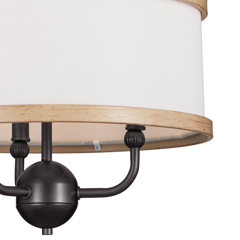 3 - Light Dimmable Drum Chandelier, Anvil Iron