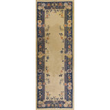 Antique Chinese Hallway Runner Wool Ivory Rug