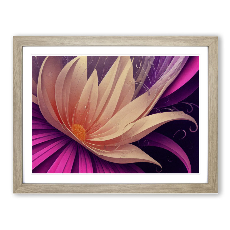XH1022-7089X Positive Modern Flower Art - Single Picture Frame Print, 46cm H x 64cm W x 2cm D, Oak Framed