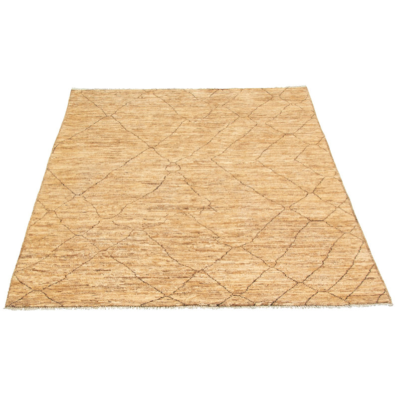 Tapis unique en laine noué à la main style marocain des années 2010 de 6 pi 1 po x 8 pi 6 po brun Demi-Leigh