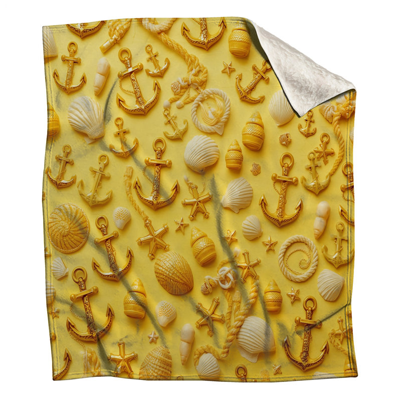 Couvertures de coquillages jaunes, L 50 po x H 60 po