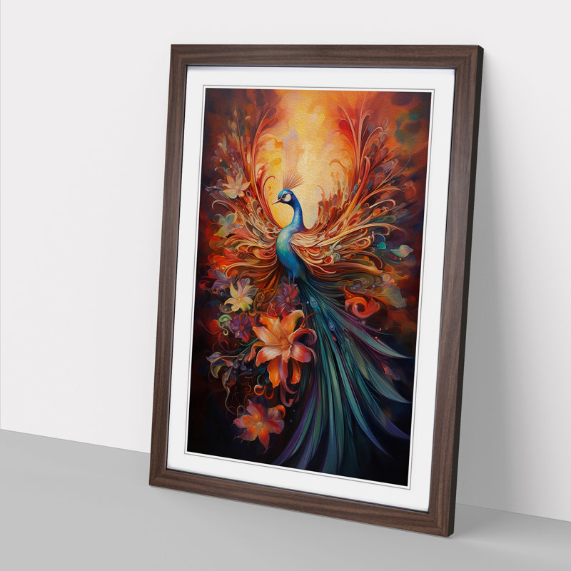 Bird of Paradise Expressionism - Framed Print, Walnut Framed, 64cm H x 46cm W x 2cm D