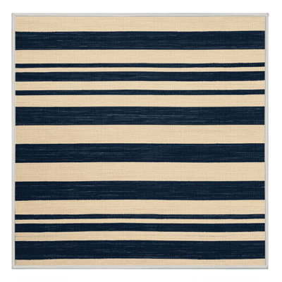Tapis beige à rayures horizontales lavable à la machine