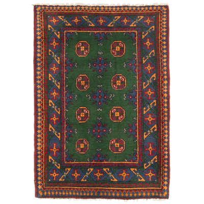 Uzbek Kargahi Green Rug 3'4" x 3'10"
