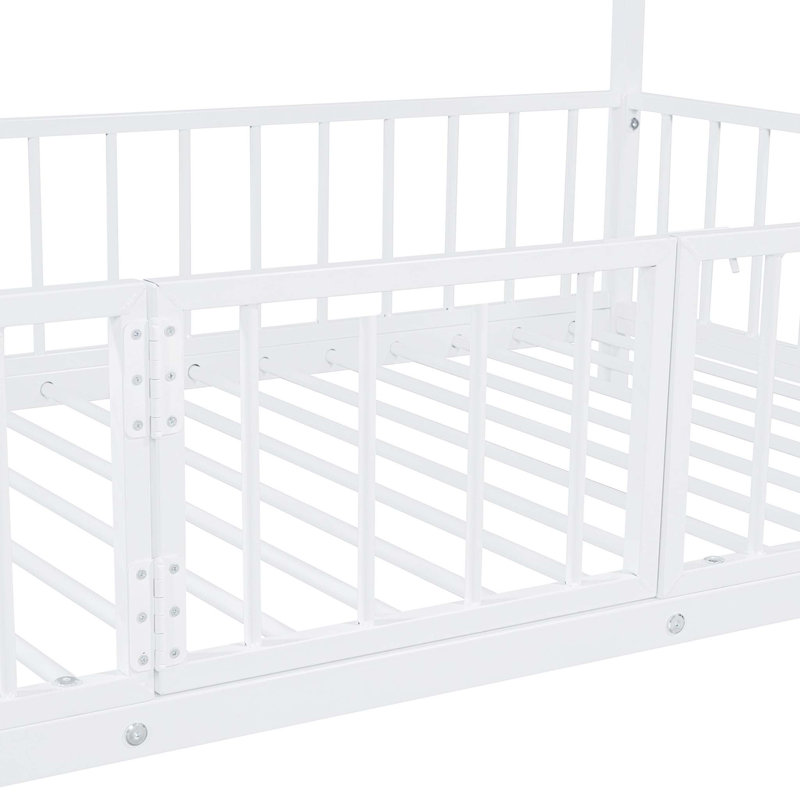 Twin over Twin Size Metal Bunk Bed with Slide, Guardrails, and Convertible Design for Ultimate Safety and Fun