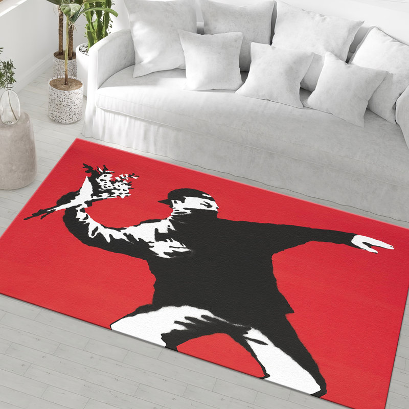 Contemporary Non-Woven Printed Rug with Intricate Geometric Pattern for a Modern and Stylish Floor Accent in Living or Dining Rooms