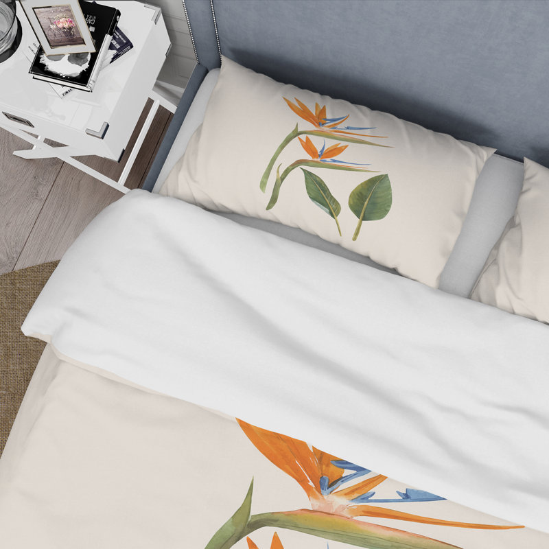 Strelitzia rétro - ensemble de housse de couette traditionnel - microfibre de polyester
