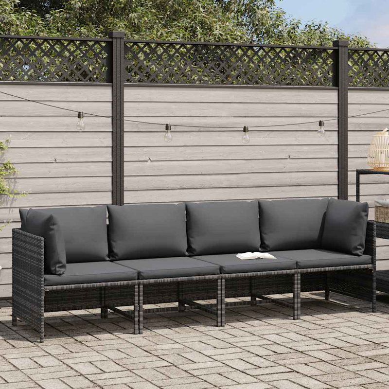 Canapé de patio avec coussins Rathulf, Gris, gris