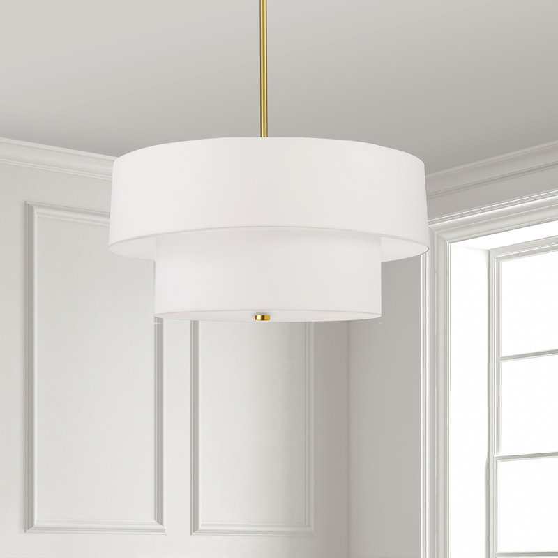 Luminaire suspendu incandescent 2 niveaux Absalat, Laiton vieilli, Blanc