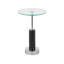 Cole And Grey Marble Round Side End Accent Table With Silver Metal Rod And Base
