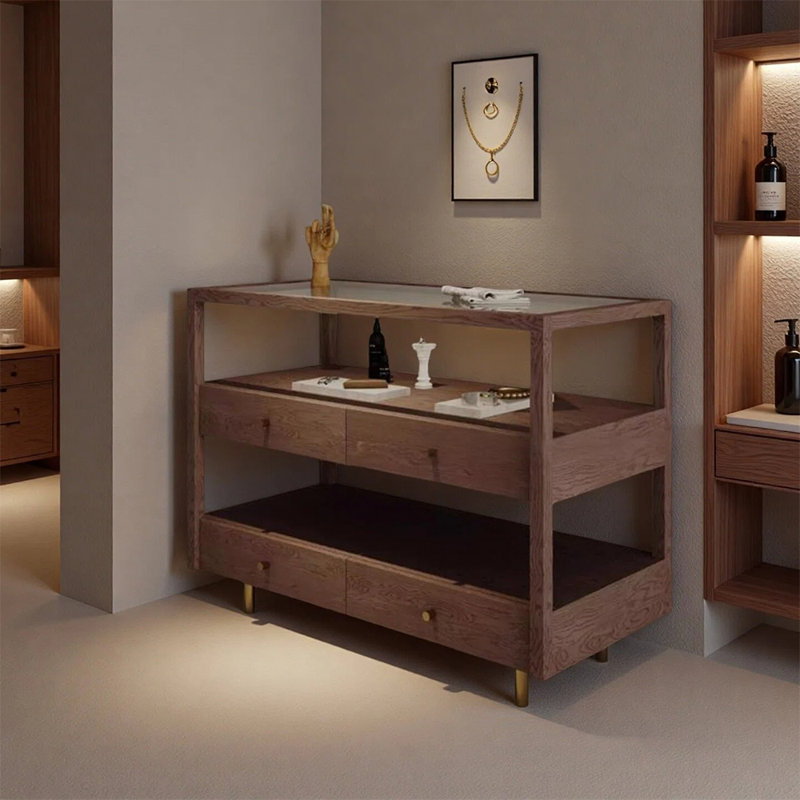 Vitrine multifonctionnelle pour îlots pour magasins de mode avec rangement pratique