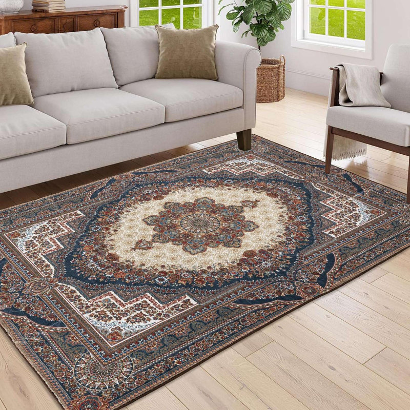 Tapis lavable antidérapant 5 x 7 po Vintage Bohemia, Rectangle 5 pi x 7 pi
