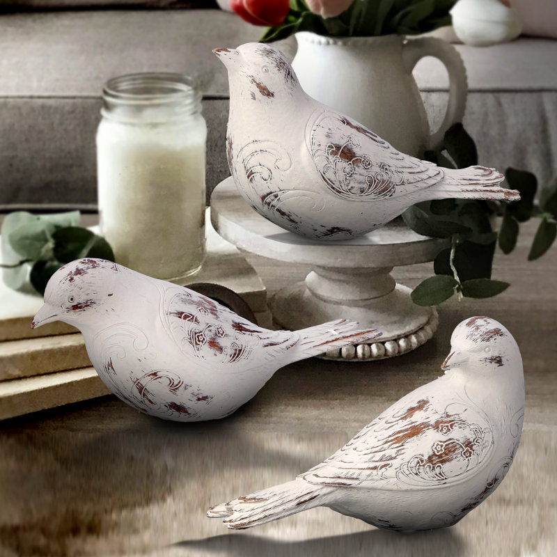 Ensemble de 3 figurines d'oiseaux en résine