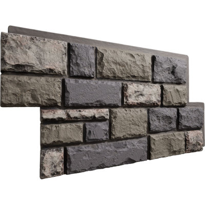EverStone Regal Faux Stone Panel, 47 3/4"W x 24 3/4"H x 1 3/4"D, Midnight Granite Color
