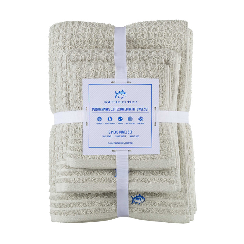 Southern Tide 6-Pack Waffle Towel Set, Gray