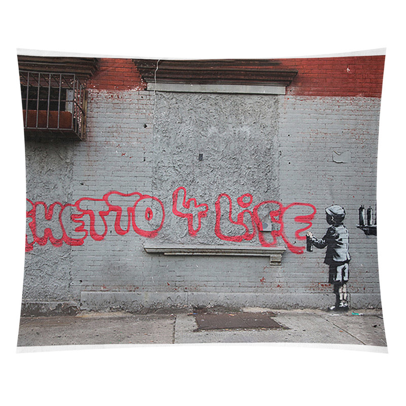 Tapisserie ghetto 4 life en polyester, H 88 po x l 104 po x P 1 po