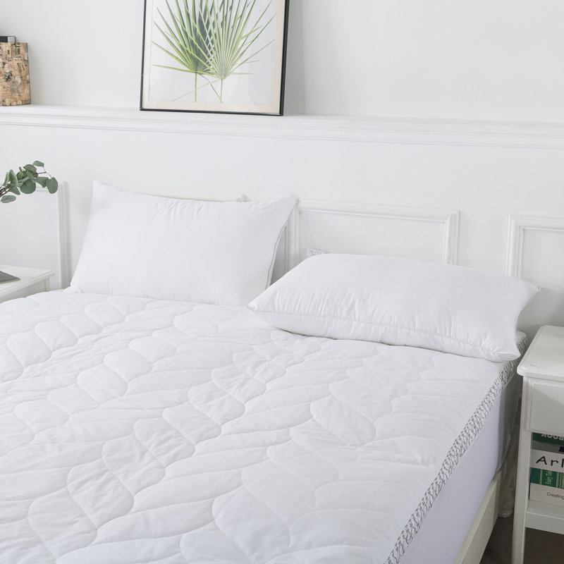 King Size White Quilted Cotton Featherbed Topper
