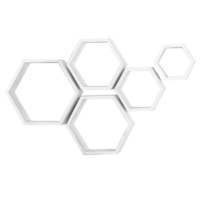 5 Piece Hexagon Floating Shelf