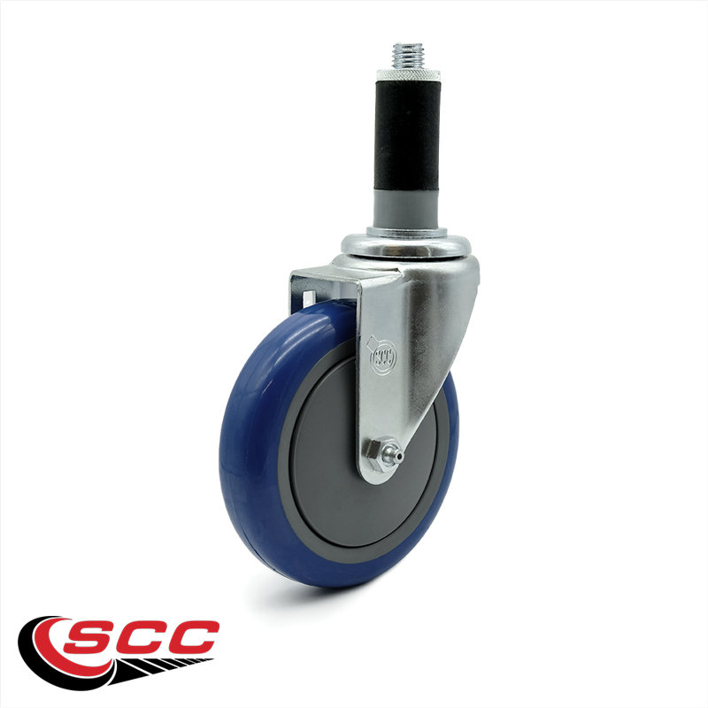 Expanding Stem Caster with 2 Brake, Blue