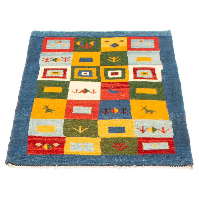 Tapis Helbe Gabbeh bleu 3 pi 3 po x 4 pi 7 po