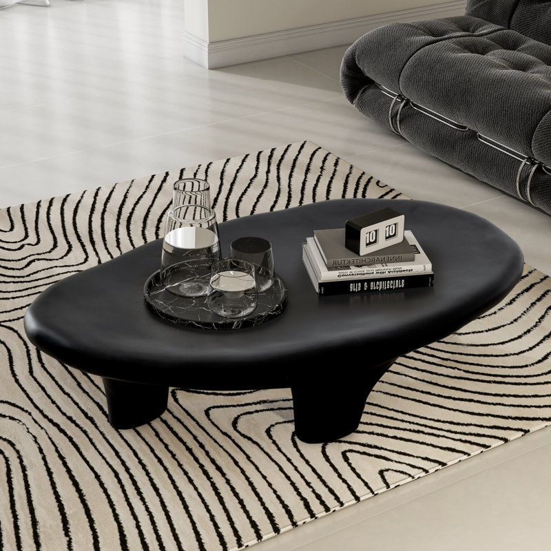 Fiberglass Coffee Table Cloud Shape Coffee Table For Living Room Central Table 65x120cm, Black