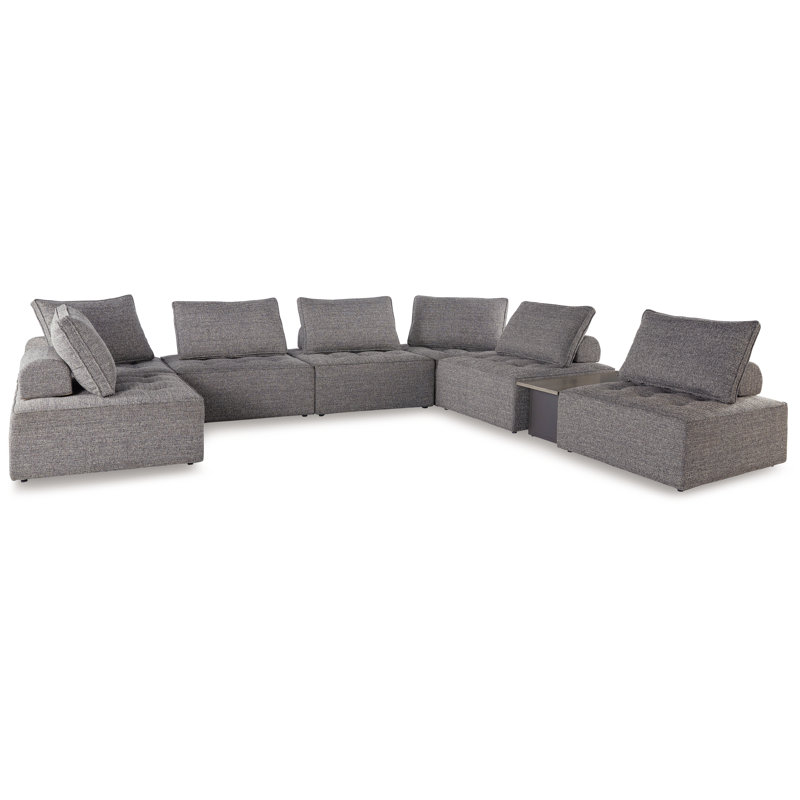 152'' Gray Steel Outdoor Patio Sectional with Cushions